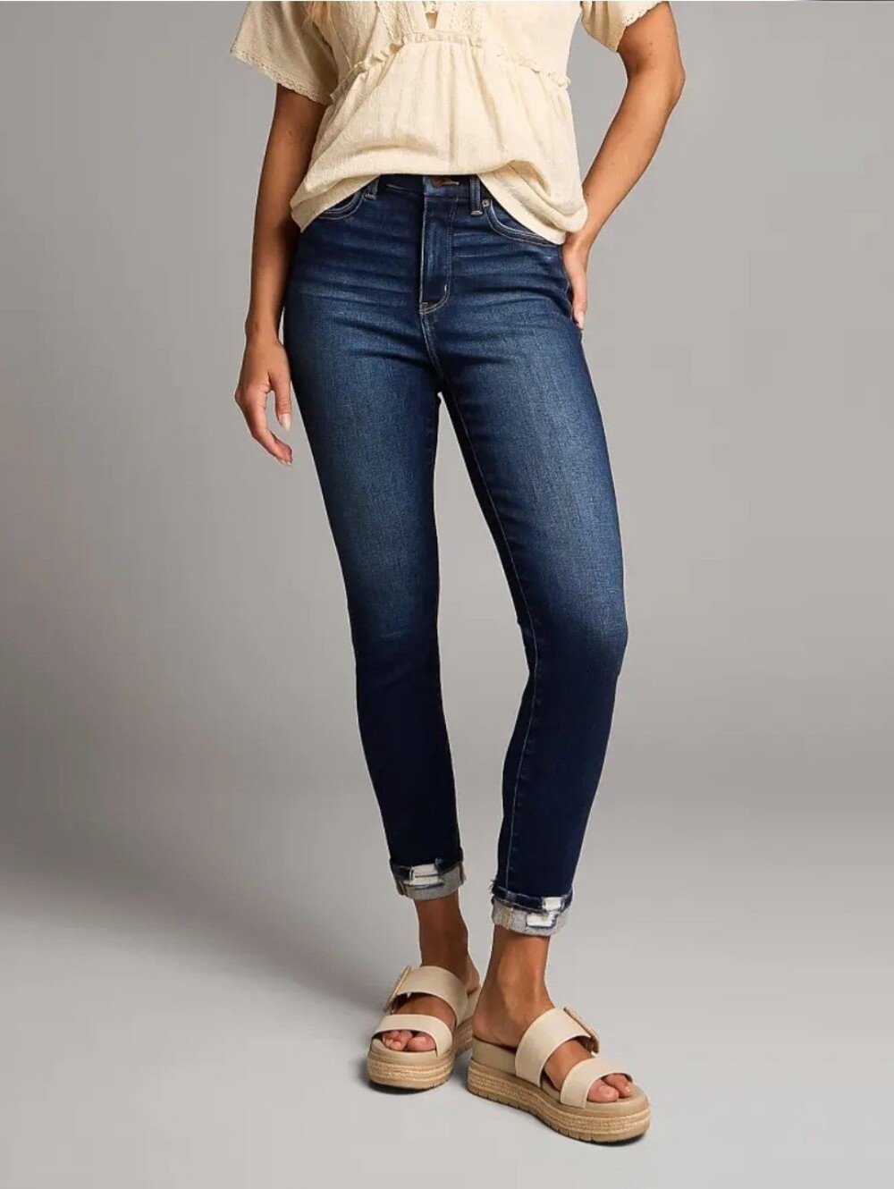 BKE High-Rise Parker Skinny Ankle Dark Wash Distressed Cuff Womens Jeans - Sz 32